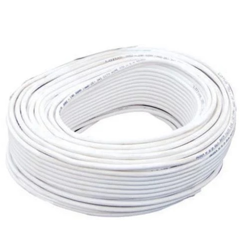 Finolex RG59 0.15 Sqmm 1+3 Core CCTV Cable, 90 Mtr (White)